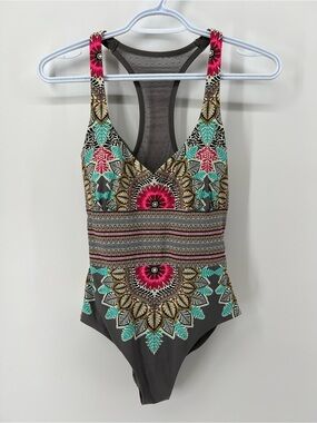 Red Carter Women’s Small Bohemian Boho Mosaic One-Piece Swimsuit